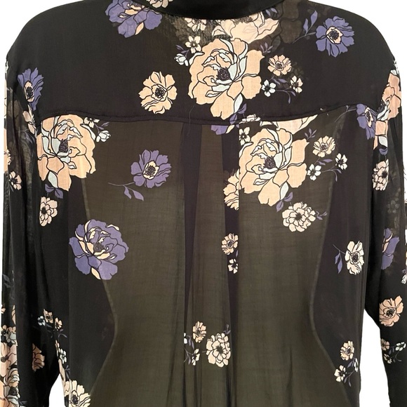 Cloth and Stone Black Floral Blouse Sheer Long Sleeve Lightweight Size Small - Picture 9 of 9